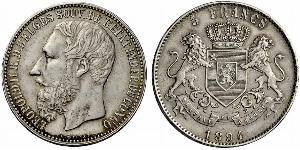 5 Franc État indépendant du Congo (1885 - 1908) Argent Leopold II (1835 - 1909)