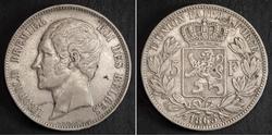 5 Franc Belgio Argento Leopoldo I del Belgio (1790-1865)