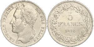 5 Franc Belgio Argento Leopoldo I del Belgio (1790-1865)