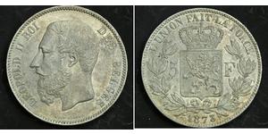 5 Franc Belgio Argento Leopold II (1835 - 1909)