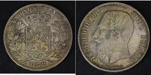 5 Franc Belgio Argento Leopold II (1835 - 1909)