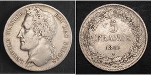 5 Franc Belgio Argento Leopoldo I del Belgio (1790-1865)