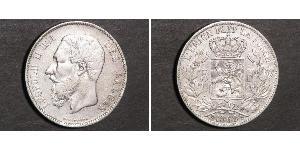 5 Franc Belgio Argento Leopold II (1835 - 1909)