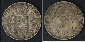 5 Franc Belgio Argento Leopold II (1835 - 1909)