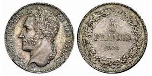 5 Franc Belgio Argento Leopoldo I del Belgio (1790-1865)