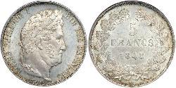 5 Franc Francia / Monarchia di Luglio (1830-1848) Argento Luigi Filippo di Francia (1773 -1850)