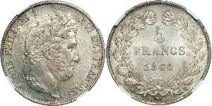 5 Franc Francia / Monarchia di Luglio (1830-1848) Argento Luigi Filippo di Francia (1773 -1850)