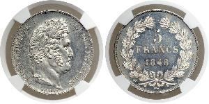 5 Franc Francia / Monarchia di Luglio (1830-1848) Argento Luigi Filippo di Francia (1773 -1850)