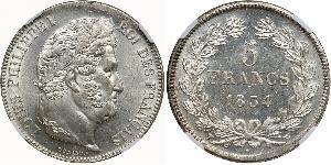 5 Franc Francia / Monarchia di Luglio (1830-1848) Argento Luigi Filippo di Francia (1773 -1850)