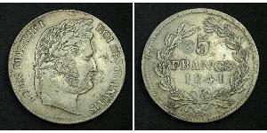 5 Franc Francia / Monarchia di Luglio (1830-1848) Argento Luigi Filippo di Francia (1773 -1850)