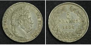 5 Franc Francia / Monarchia di Luglio (1830-1848) Argento Luigi Filippo di Francia (1773 -1850)