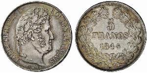 5 Franc Francia / Monarchia di Luglio (1830-1848) Argento Luigi Filippo di Francia (1773 -1850)