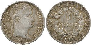 5 Franc Primo Impero francese (1804-1814) Argento Napoleone Bonaparte(1769 - 1821)