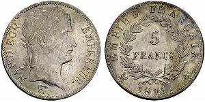 5 Franc Primo Impero francese (1804-1814) Argento Napoleone Bonaparte(1769 - 1821)