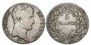 5 Franc Primo Impero francese (1804-1814) Argento Napoleone Bonaparte(1769 - 1821)