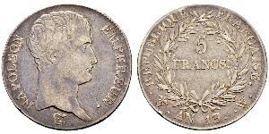 5 Franc Primo Impero francese (1804-1814) Argento Napoleone Bonaparte(1769 - 1821)