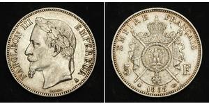 5 Franc Secondo Impero francese (1852-1870) Argento Napoleone III (1808-1873)