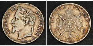 5 Franc Secondo Impero francese (1852-1870) Argento Napoleone III (1808-1873)
