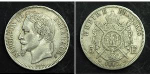 5 Franc Secondo Impero francese (1852-1870) Argento Napoleone III (1808-1873)