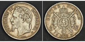 5 Franc Secondo Impero francese (1852-1870) Argento Napoleone III (1808-1873)