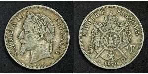5 Franc Secondo Impero francese (1852-1870) Argento Napoleone III (1808-1873)