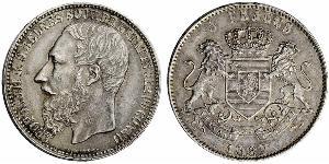 5 Franc Stato Libero del Congo (1885 - 1908) Argento Leopold II (1835 - 1909)