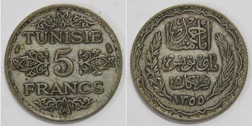 5 Franc Tunisia Argento 
