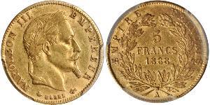 5 Franc Second French Empire (1852-1870) Gold Napoleon III (1808-1873)