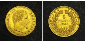5 Franc Second French Empire (1852-1870) Gold Napoleon III (1808-1873)