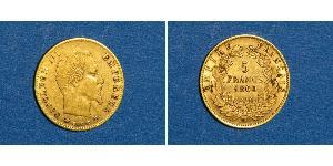 5 Franc Second French Empire (1852-1870) Gold Napoleon III (1808-1873)