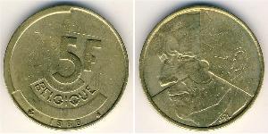 5 Franc Belgien Messing 