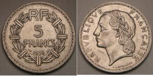 5 Franc Terza Repubblica francese (1870-1940)  Nichel 