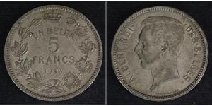 5 Franc Belgien Nickel Albert I. (Belgien) (1875 - 1934)