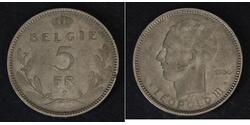 5 Franc Belgium Nickel Leopold III of Belgium