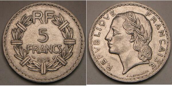 5 Franc French Third Republic (1870-1940)  Nickel 