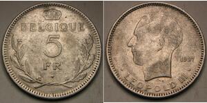 5 Franc Bélgica Níquel Leopoldo III de Bélgica
