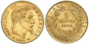 5 Franc Second Empire (1852-1870) Or Napoleon III (1808-1873)