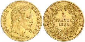 5 Franc Second Empire (1852-1870) Or Napoleon III (1808-1873)