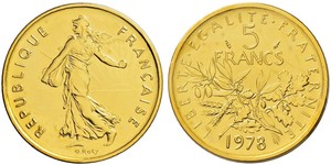 5 Franc Quinta República Francesa (1958 - ) Oro 