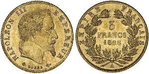 5 Franc Secondo Impero francese (1852-1870) Oro Napoleone III (1808-1873)