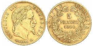5 Franc Secondo Impero francese (1852-1870) Oro Napoleone III (1808-1873)