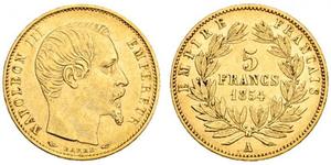 5 Franc Secondo Impero francese (1852-1870) Oro Napoleone III (1808-1873)