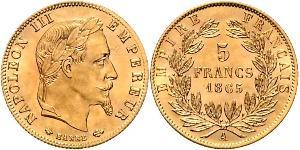 5 Franc Secondo Impero francese (1852-1870) Oro Napoleone III (1808-1873)