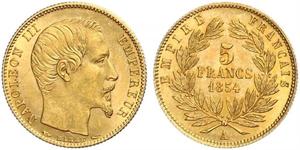 5 Franc Secondo Impero francese (1852-1870) Oro Napoleone III (1808-1873)