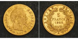 5 Franc Secondo Impero francese (1852-1870) Oro Napoleone III (1808-1873)