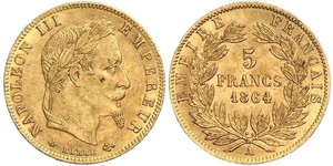 5 Franc Secondo Impero francese (1852-1870) Oro Napoleone III (1808-1873)