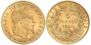 5 Franc Secondo Impero francese (1852-1870) Oro Napoleone III (1808-1873)