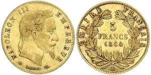 5 Franc Secondo Impero francese (1852-1870) Oro Napoleone III (1808-1873)