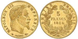 5 Franc Segundo Imperio francés (1852-1870) Oro Napoleon III (1808-1873)