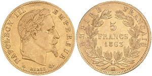 5 Franc Segundo Imperio francés (1852-1870) Oro Napoleon III (1808-1873)